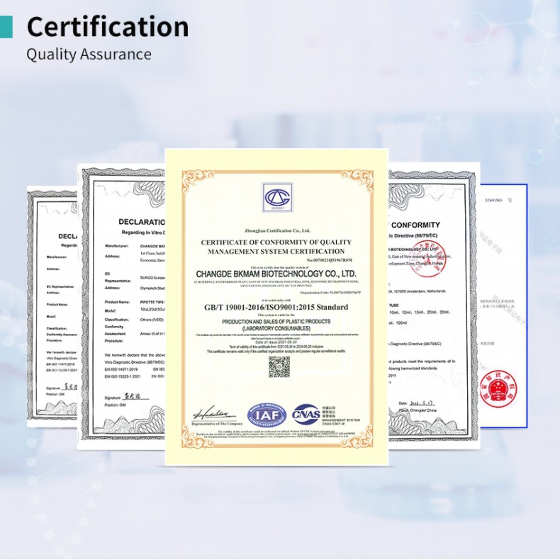PCR tubes certifications